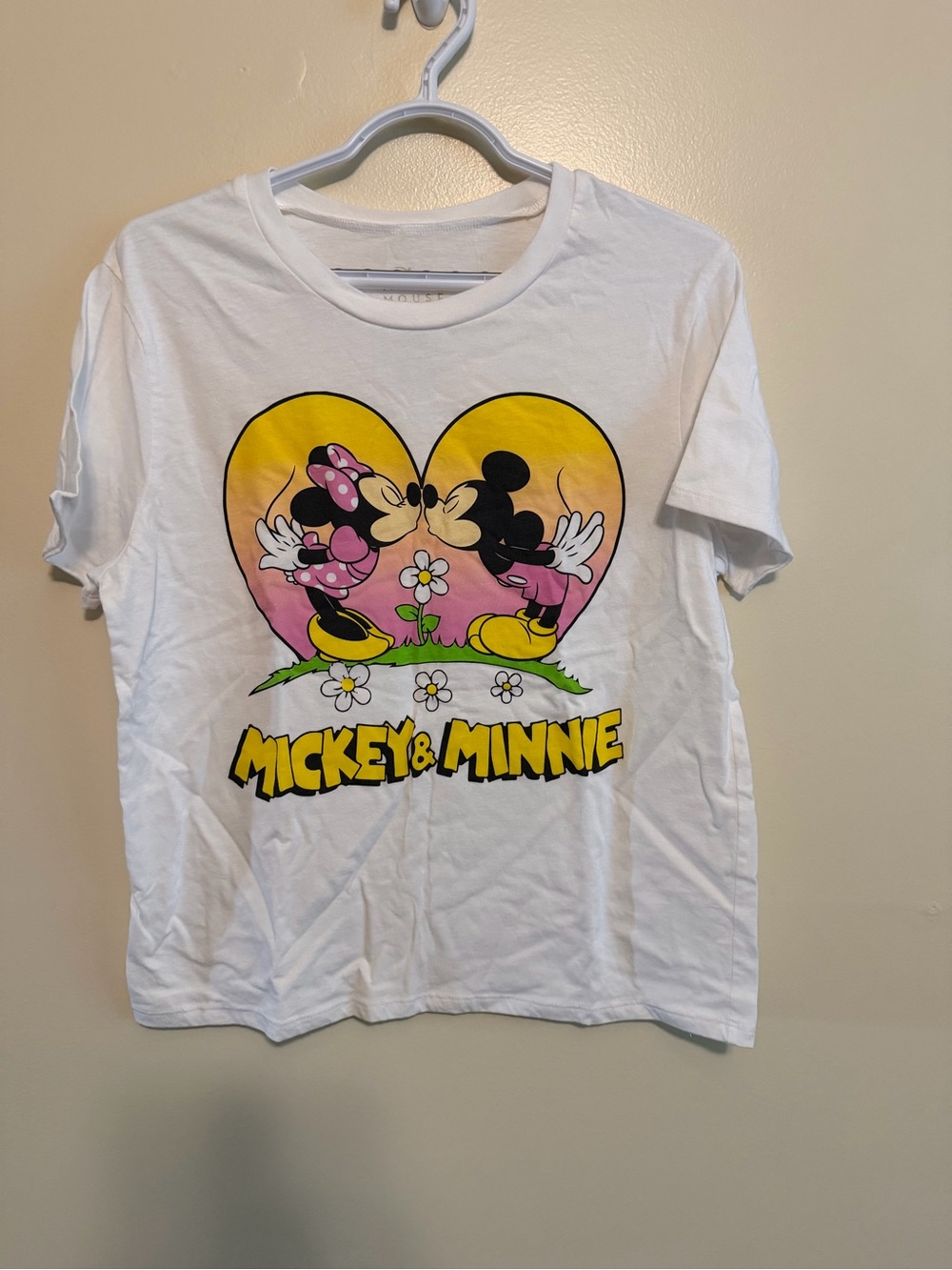 Disney White Mickey & Minnie Heart Graphic Tee